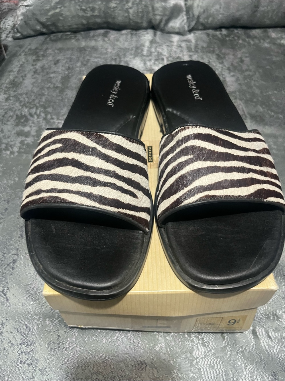 Windsor Zebra-Print Slide Sandals - Black & White